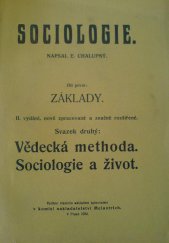 kniha Sociologie. Díl první, - Základy., E. Chalupný 1933