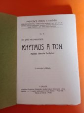 kniha Rhytmus a ton nástin theorie hudební, Zemský ústř. spolek jednot učitelských v Král. českém 1909