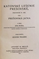 kniha Katovské lešenie prešovské, postavené r. 1687, čiže Prešovská jatka, Tranoscius 1931