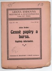 kniha Cenné papíry a bursa kapitoly informační, E. Beaufort 1915