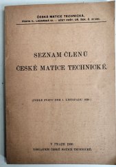 kniha Seznam členů české matice technické (podle stavu k 1. listopadu 1930), Česká matice technická 1930