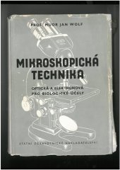 kniha Mikroskopická technika optická i elektronová pro biologické účely, SZdN 1954