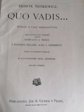 kniha Quo vadis ... Rom. z časů Neronových, Jos. R. Vilímek 1921