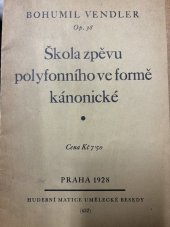 kniha Škola zpěvu plyfonního ve formě kánonické, Hudební Matice Umělecké Besedy 1928