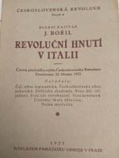 kniha Revoluční hnutí v Italii čtvrtá přednáška cyklu Československá Revoluce : proslovena dne 22. března 1923, Památník odboje 1923