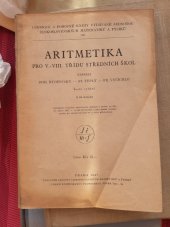 kniha Aritmetika pro V.-VIII. třídu středních škol, Jednota československých matematiků a fysiků 1947