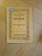 kniha Dvorak, No 304, Op 106 Streichquartett, G dur., Ernst Eulenburg 1900