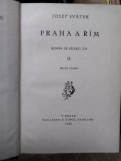 kniha Praha a Řím II Román ze století XVI., F. Topič 1926