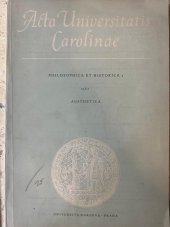 kniha Acta Universitatis Carolinae Philosophica et historica 2; Aesthetica, Universita Karlova 1962