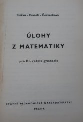 kniha Úlohy z matematiky pro 3. ročník gymnasia, SPN 1974