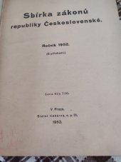 kniha Sbírka zákonů republiky Československé  Ročník 1952, Knihtisk, národní podnik 1952