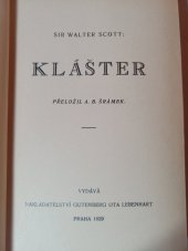 kniha Klášter , Gutenberg Otto Lebenhart 1929