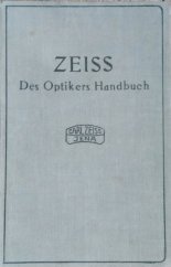 kniha Zeiss Des Optikers Handbuch, Zeiss Jena 1927