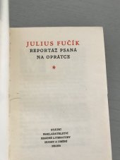 kniha V roce Julia Fučíka 1953 Reportáž psaná na oprátce, Státní nakladatelství krásné literatury, hudby a umění 1953