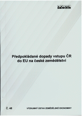 kniha Předpokládané dopady vstupu ČR do EU na české zemědělství, Výzkumný ústav zemědělské ekonomiky 1998