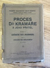 kniha Proces Dra Kramáře a jeho přátel, Zd. Tobolka 1919