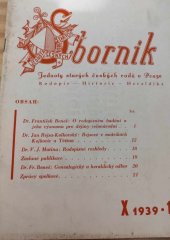 kniha Sborník Jednoty starých českých rodů v Praze, Jiránek 1939