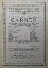 kniha Carmen opera o čtyřech jednáních, Fr. A. Urbánek a synové 1929