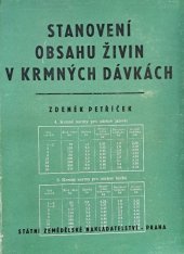 kniha Stanovení obsahu živin v krmných dávkách, SZN 1955