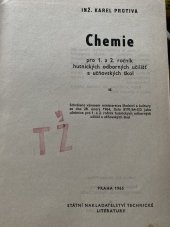 kniha Chemie pro 1. a 2. ročník hutnických odborných učilišť a učňovských škol, SNTL 1965