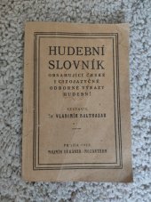 kniha Hudební slovník obsah. čes. i cizojaz. odbor výrazy hudební, M. Urbánek 1921