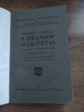 kniha K dějinám husitství kulturně-historická studie, Josef Pelcl 1914