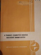 kniha K činnosti zájmových kroužků recitačně dramatických met. příručka k práci recitačně dramatického kroužku, Ústř. dům pionýrů a mládeže J. Fučíka 1984