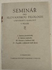 kniha Seminář pro slovanskou filologii university Karlovy v Praze ..., Státní tiskárna 1930