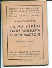 kniha Co má věděti každý houslista o svém nástroji?, Fr. A. Urbánek a synové 1922