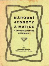 kniha Národní Jednoty a Matice v Československé republice, Národní jednota 1925