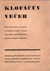 kniha Klofáčův večer, Mladé proudy 1928