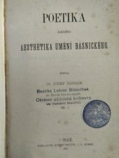 kniha Poetika jakožto aesthetika umění básnického. Díl I., I.L. Kober 1881