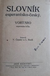 kniha Slovník esperantsko-český = Vortaro esperanta-ceha, J. Bačkovský 1924