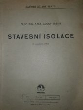 kniha Stavební isolace, Ústav pro učebné pomůcky průmyslových a odborných škol 1946