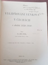 kniha Vylidňování venkova v Čechách v období 1850-1930, Masarykova ak. práce a Čs. ak. zemědělská 1932