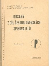 kniha Obsahy z děl československých spisovatelů, Praktické příručky studijní 1946