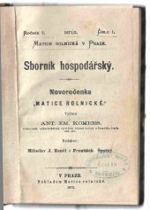 kniha Sborník hospodářský novoročenka "Matice rolnické", Matice rolnická 1872