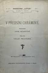 kniha V předsíni chrámové, Theosofický spolek 1907