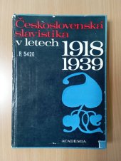 kniha Československá slavistika v letech 1918-1939, Academia 1977