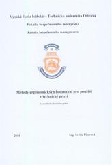 kniha Metody ergonomických hodnocení pro použití v technické praxi = Ergonomics evaluation methods for application in engineering practice : autoreferát disertační práce, Vysoká škola báňská - Technická univerzita Ostrava 2010