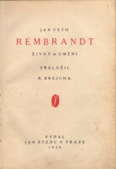 kniha Rembrandt život a umění, Jan Štenc 1920