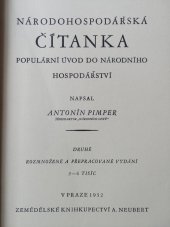 kniha Národohospodářská čítanka populární úvod do národního hospodářství, Alois Neubert 1932