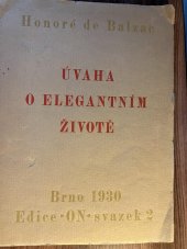 kniha Úvaha o elegantním životě, Otakar Nováček 1930