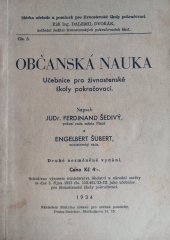 kniha Občanská nauka učebnice pro živnostenské školy pokračovací, Státní ústav pro učebné pomůcky 1934