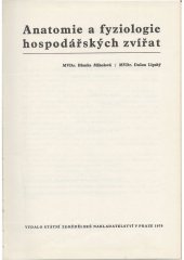 kniha Anatomie a fyziologie hospodářských zvířat, Státní zemědělské nakladatelství v Praze 1976