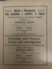 kniha Porcelain and Fayence Marks and monograms based upon the recent in vestigations, H. Riehl 1913