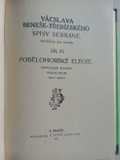 kniha Pobělohorské elegie  Pořadí druhé historické povídky., F. Topič 1911