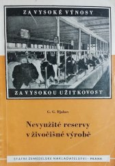 kniha Nevyužité reservy v živočišné výrobě, SZN 1954