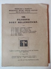 kniha Filosofie doby hellenistické ..., Společnost přátel antické kultury 1938