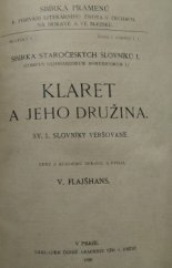 kniha Klaret a jeho družina. sv. I, - Slovníky veršované, Česká akademie věd a umění 1926